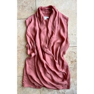 GUC Garnet Hill Blush Silk Faux Wrap Blouse Size 10